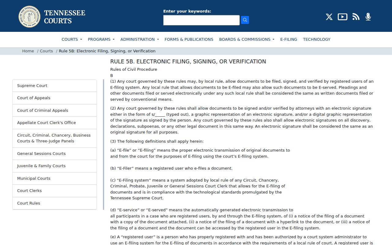Humphreys County court records electronic filing adoption rule