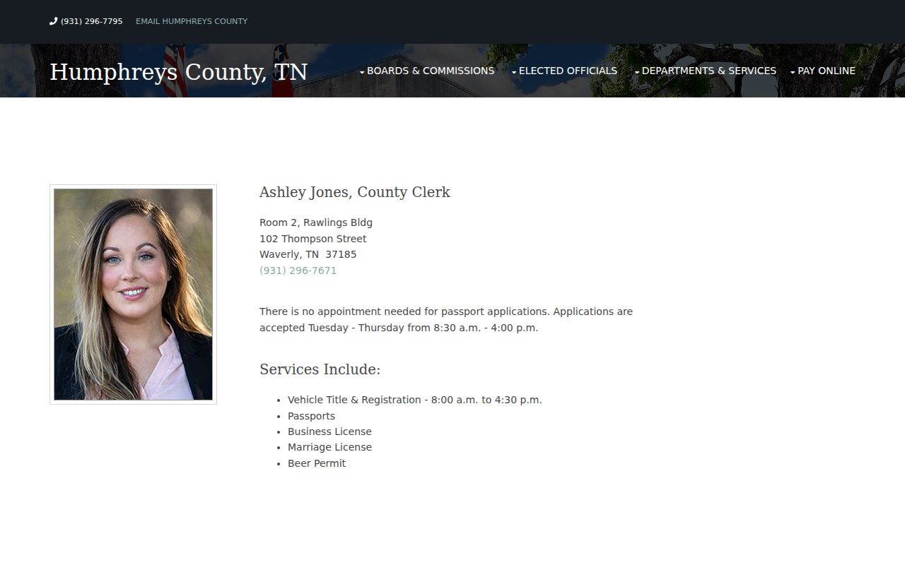 Humphreys County court docket County Clerk probate route source