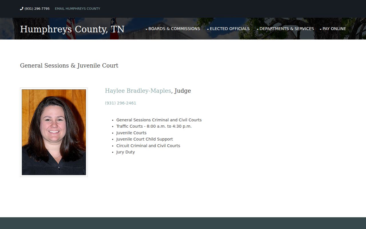 Humphreys County court docket General Sessions and Juvenile source