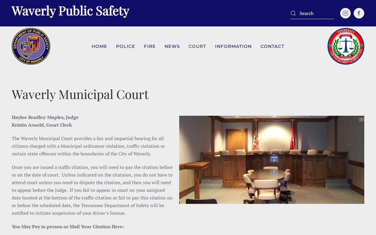 Humphreys County traffic court records payment and attendance rules in Waverly