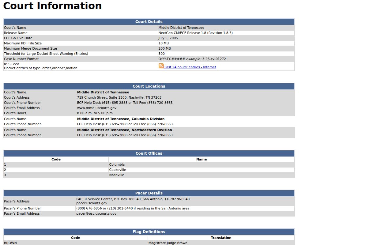 Humphreys County traffic court records compared with federal case number format